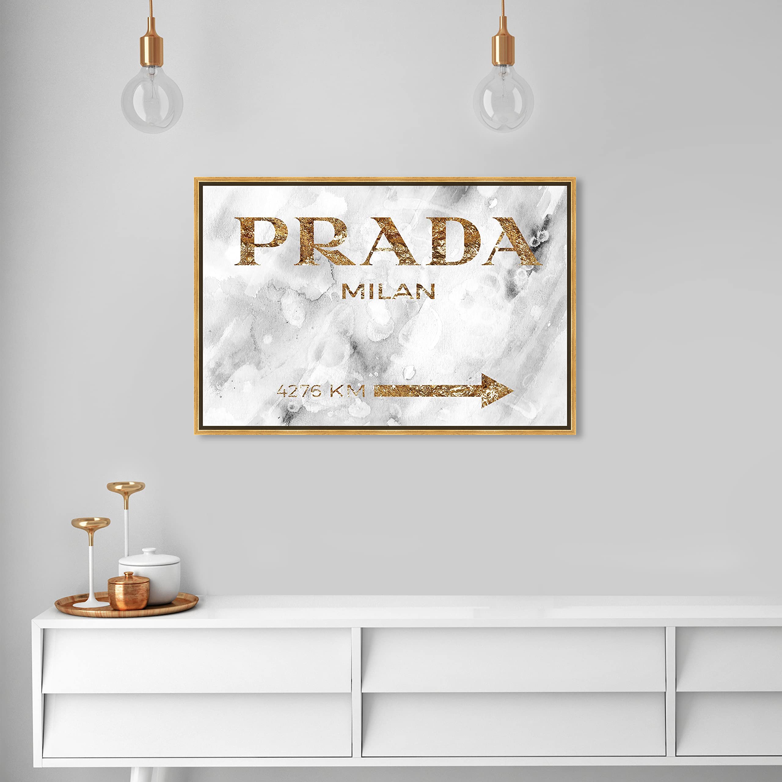 Oliver Gal Artist Co. Contemporary 24x36 Inch Milan Gold Framed Canvas Wall Art - Elegant Home Decor for Living Room, Bedroom & Office