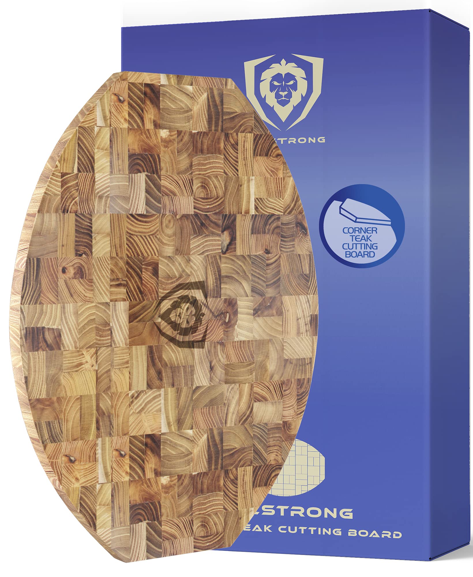 Premium DALSTRONG Corner Counter Cutting Board - Lionswood End-Grain Teak Wood with Slicing & Carving Knife Set - 12