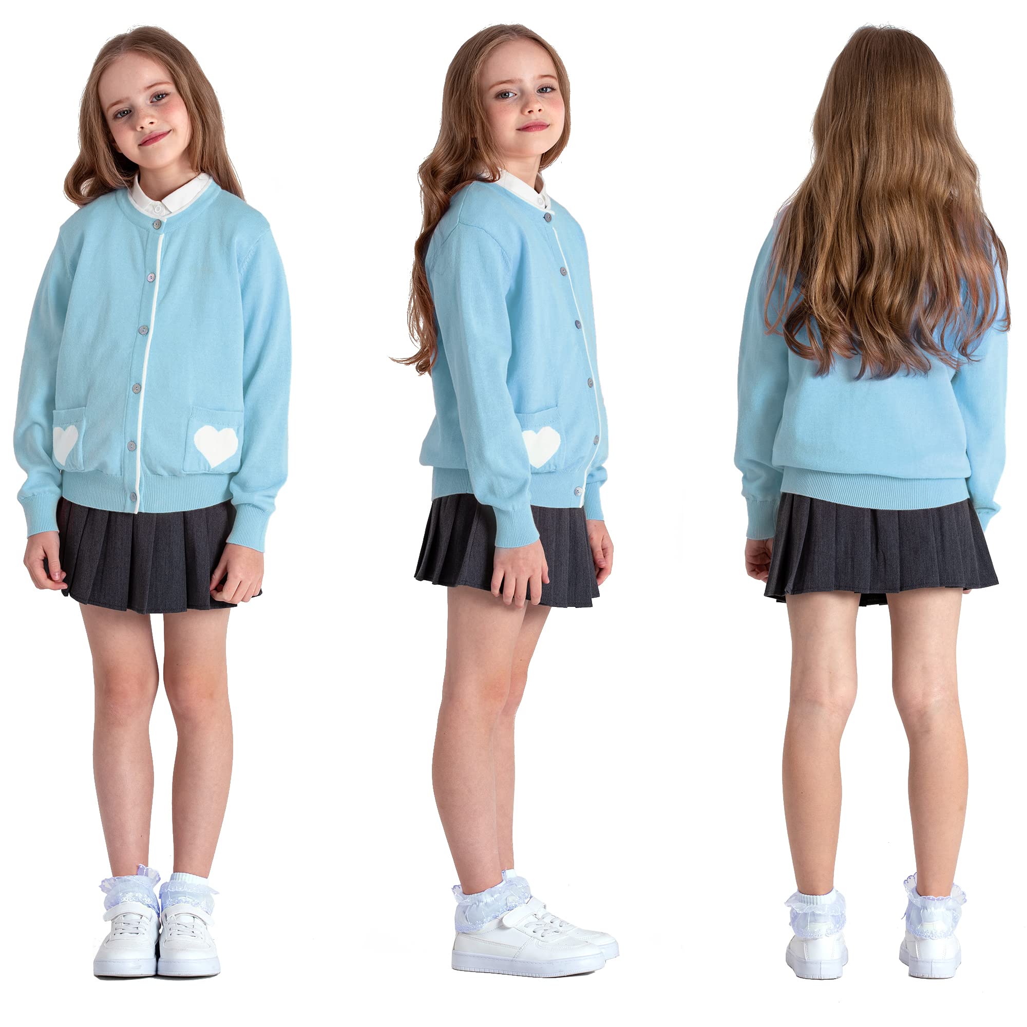 Girls' Cute Heart Pocket Cardigan - Soft Knit Sweater for Kids | Perfect for School, Playdates & Family Outings