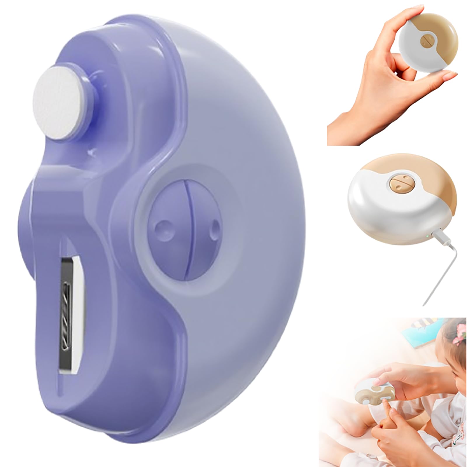 2 in 1 Electric Nail Clipper & Polisher - USB Rechargeable Cordless Manicure Pedicure Set with LED Light & 2 Speeds - Professional Nail Care Kit for Home & Travel (Purple) - Perfect for Salon-Quality Nails Anywhere