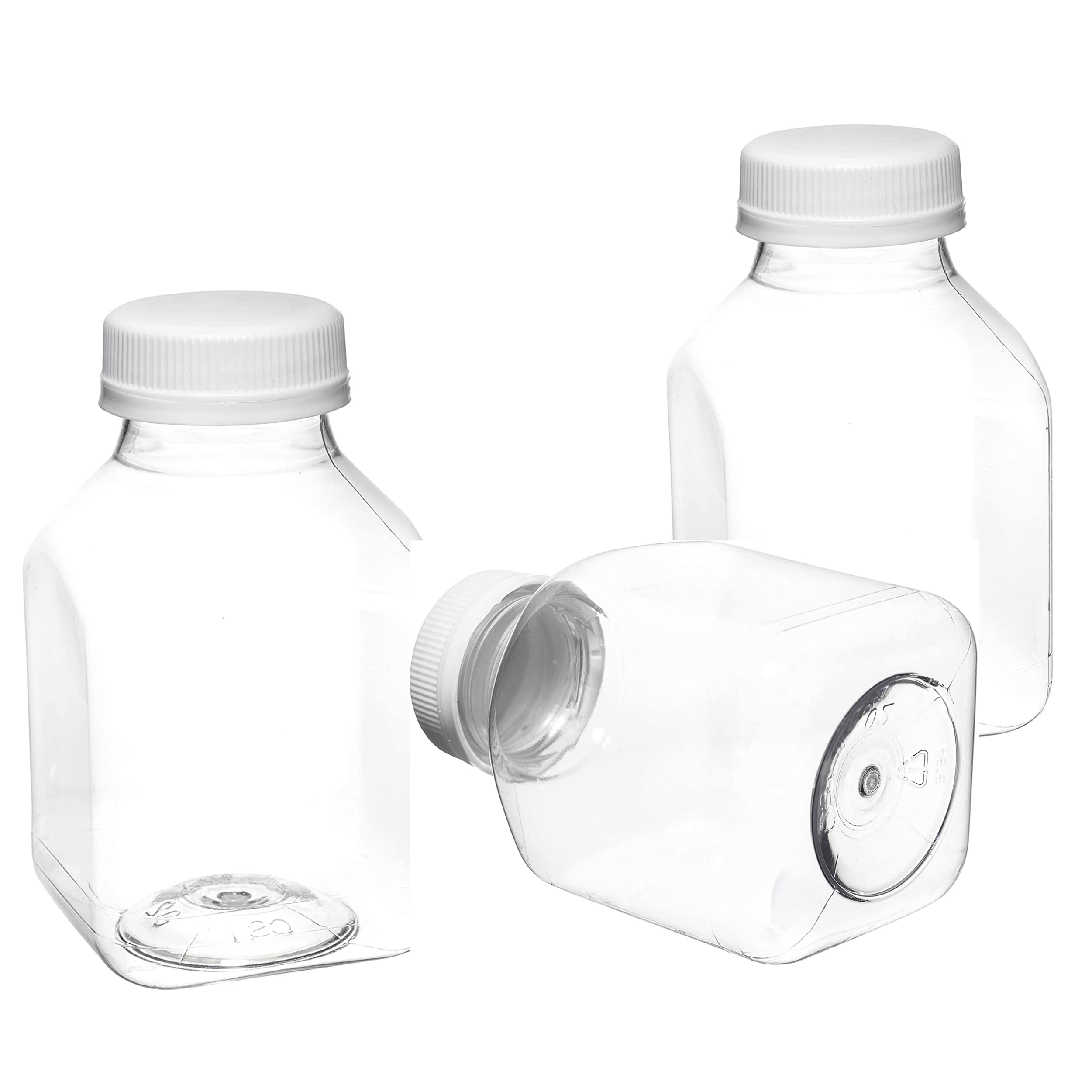 EcoQuality 8oz Clear Plastic Juice Bottles with Tamper Evident Caps - BPA Free Smoothie & Beverage Containers for Juicing, Meal Prep, Picnics, Restaurants (100 Pack) | Perfect for Cold Pressed Juices, Homemade Smoothies & Takeout Drinks