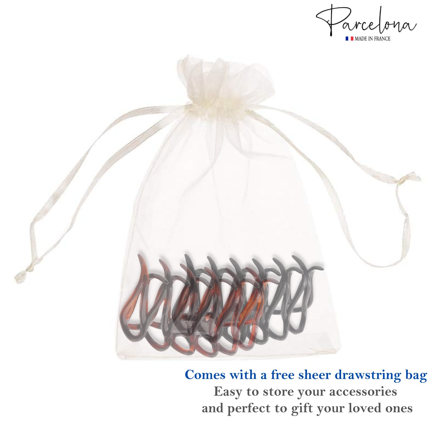 French Denetelle Hair Claw Clips for Women - 2 Pack Shell & Black Hair Clips for Medium to Thick Hair, Secure Hold for Updos, Ponytails & Buns - 3.5 Inch Hair Accessories for Daily Use, Work & Special Occasions