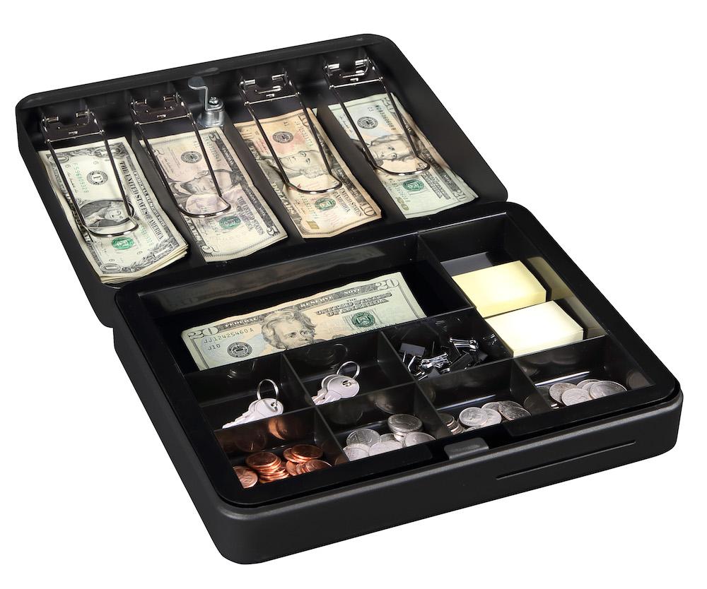 Honeywell 6113 Deluxe Steel Cash Box with Key Lock - Secure Money Storage for Small Business, Retail Store & Home Use