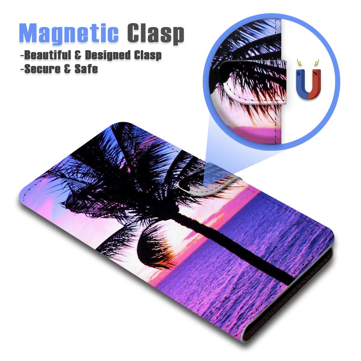 Premium Flip Wallet Phone Case for iPhone 5/5S/SE (2016) - Tropical Palm Tree Beach Design (A21747) | Slim Protective Cover with Card Slots | Perfect for Travel, Beach Days & Everyday Use