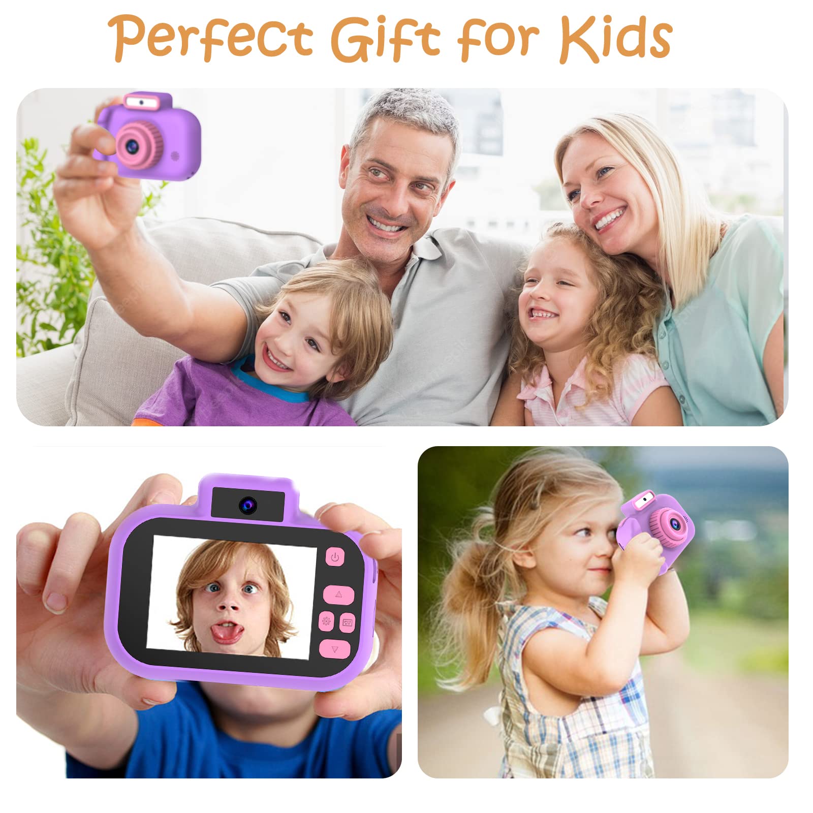 Upgrade Kids Digital Camera - Full HD Video Camera for Boys & Girls Ages 3-9 | 32GB SD Card Included | Perfect Birthday Gift for Toddlers & Teens | Portable Toy Camera for Travel, Outdoor Adventures & Creative Learning (Purple)