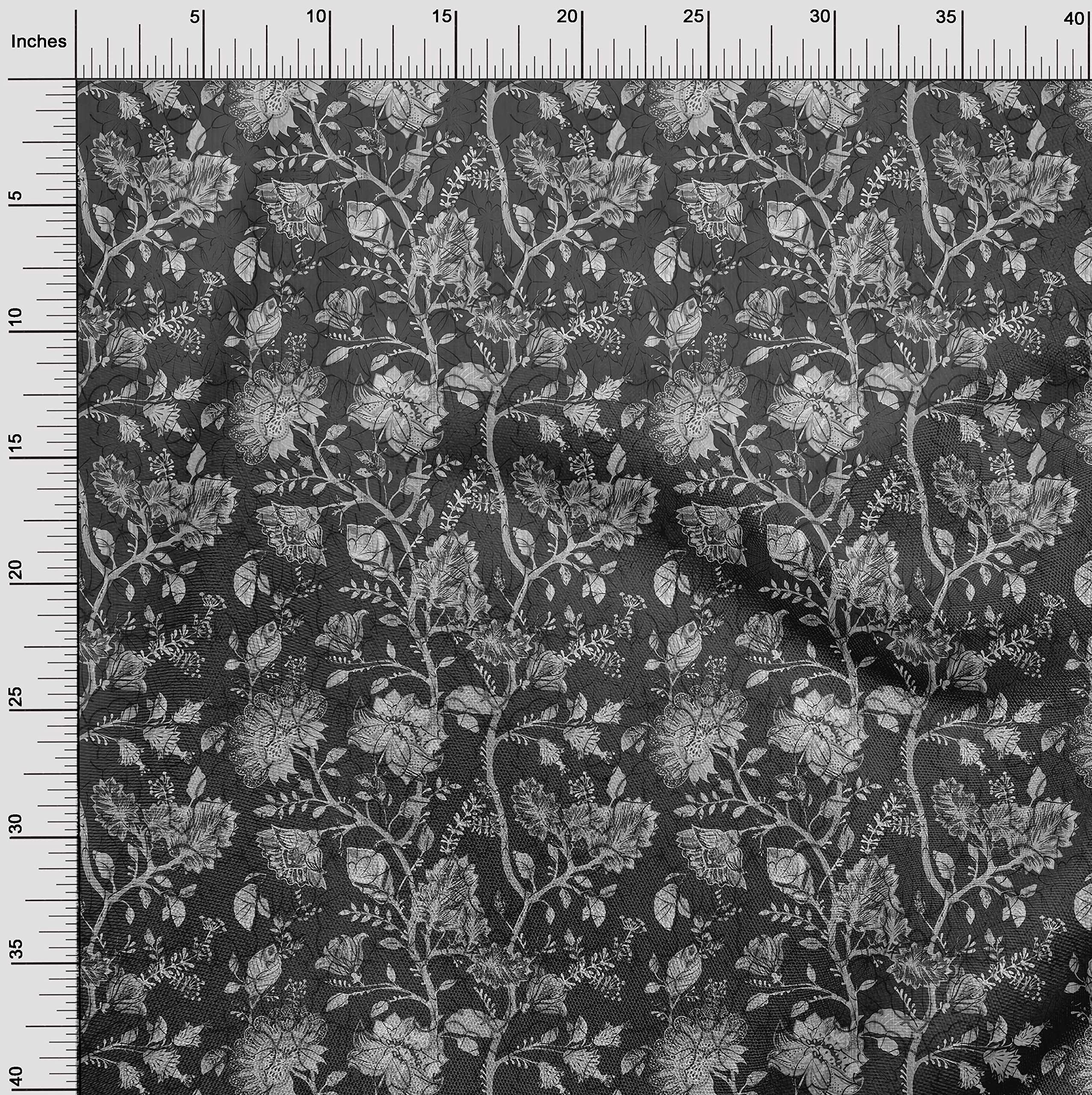 oneOone Viscose Jersey Dark Gray Batik Fabric by The Yard - 60 Inch Wide Printed Sewing Material for DIY Clothing, Dresses & Home Decor Projects