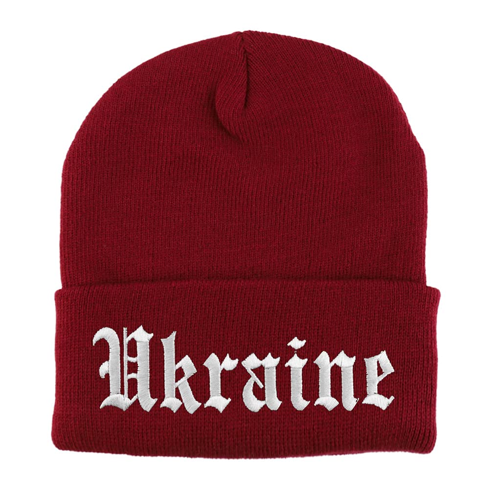 Trendy Old English Embroidered Long Cuff Beanie for Men & Women - Winter Warm Knit Hat with Stylish Embroidery - Perfect for Outdoor Activities, Streetwear Fashion, and Cold Weather Protection
