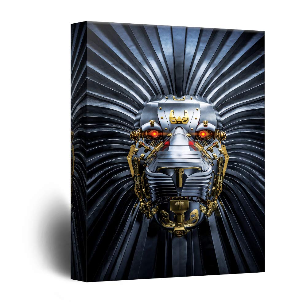 Wall26 - Premium Canvas Wall Art Print - Futuristic Robots Giclee Painting for Bedroom, Living Room & Home Decor - 32x48 Inches - Modern Sci-Fi Wall Decor for Office, Game Room & Teen Spaces