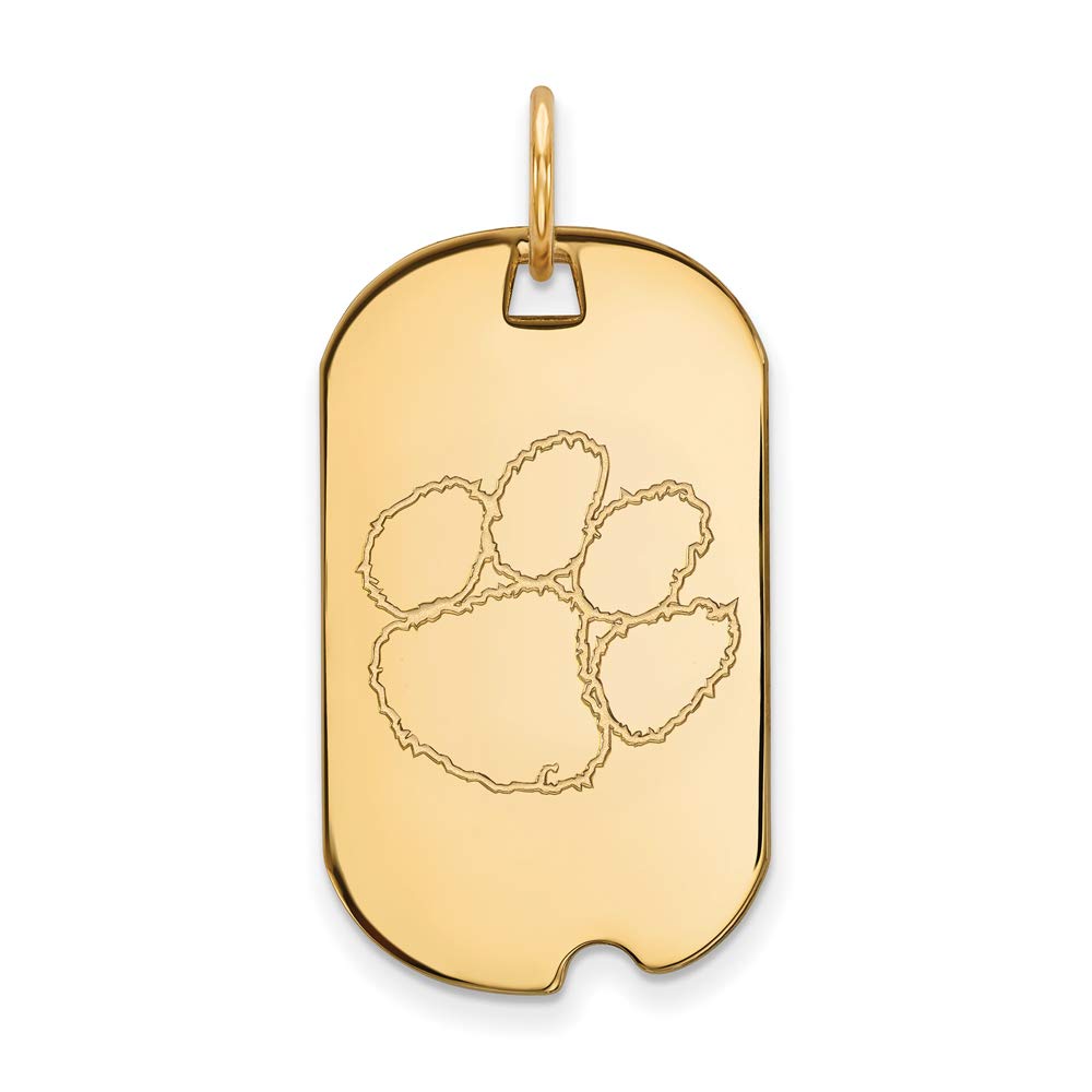 10k Yellow Gold Clemson Small (1/2 Inch) Dog Tag - Personalized Pet ID Tag for Dogs & Cats - Perfect for Military, Travel & Everyday Wear