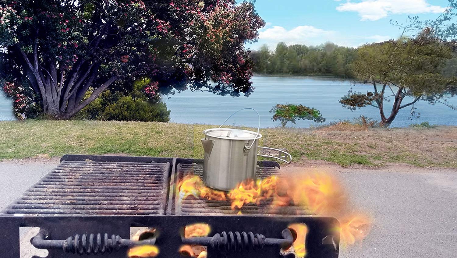 52/68 Oz Stainless Steel Camping Pot with Lid - Lightweight Cooking Kettle for Backpacking, Hiking & Outdoor Adventures - Perfect for Boiling Water, Cooking Meals & Survival Gear