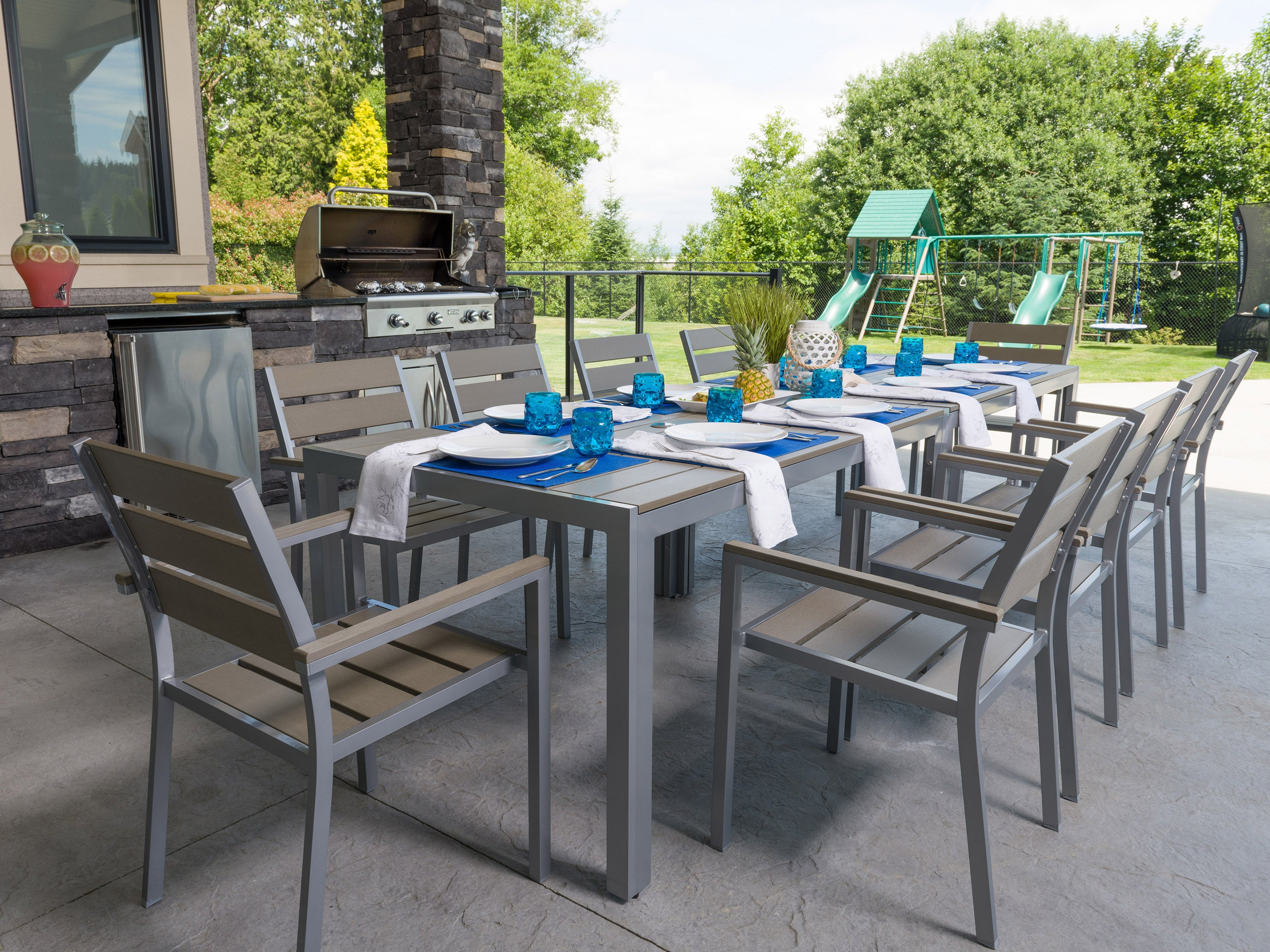 Premium Rectangle Outdoor Dining Table - Weather-Resistant Patio Furniture for Backyard, Garden & Poolside Entertaining