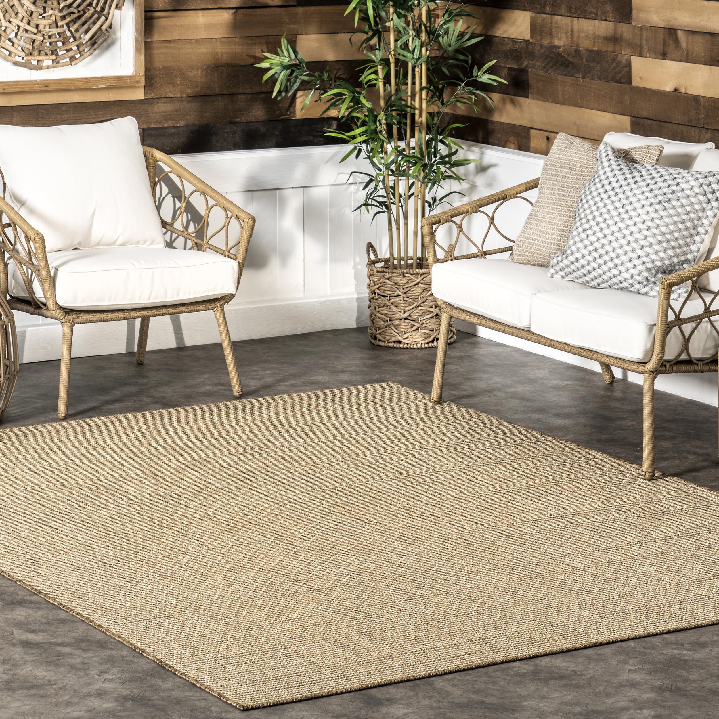 nuLOOM 2' x 3' Outdoor Performance Rug - Stain & Weather Resistant, High Traffic Patio & Balcony Mat - Durable Rosy Brown Area Rug for Outdoor Decor, Garden, Deck & Poolside Use