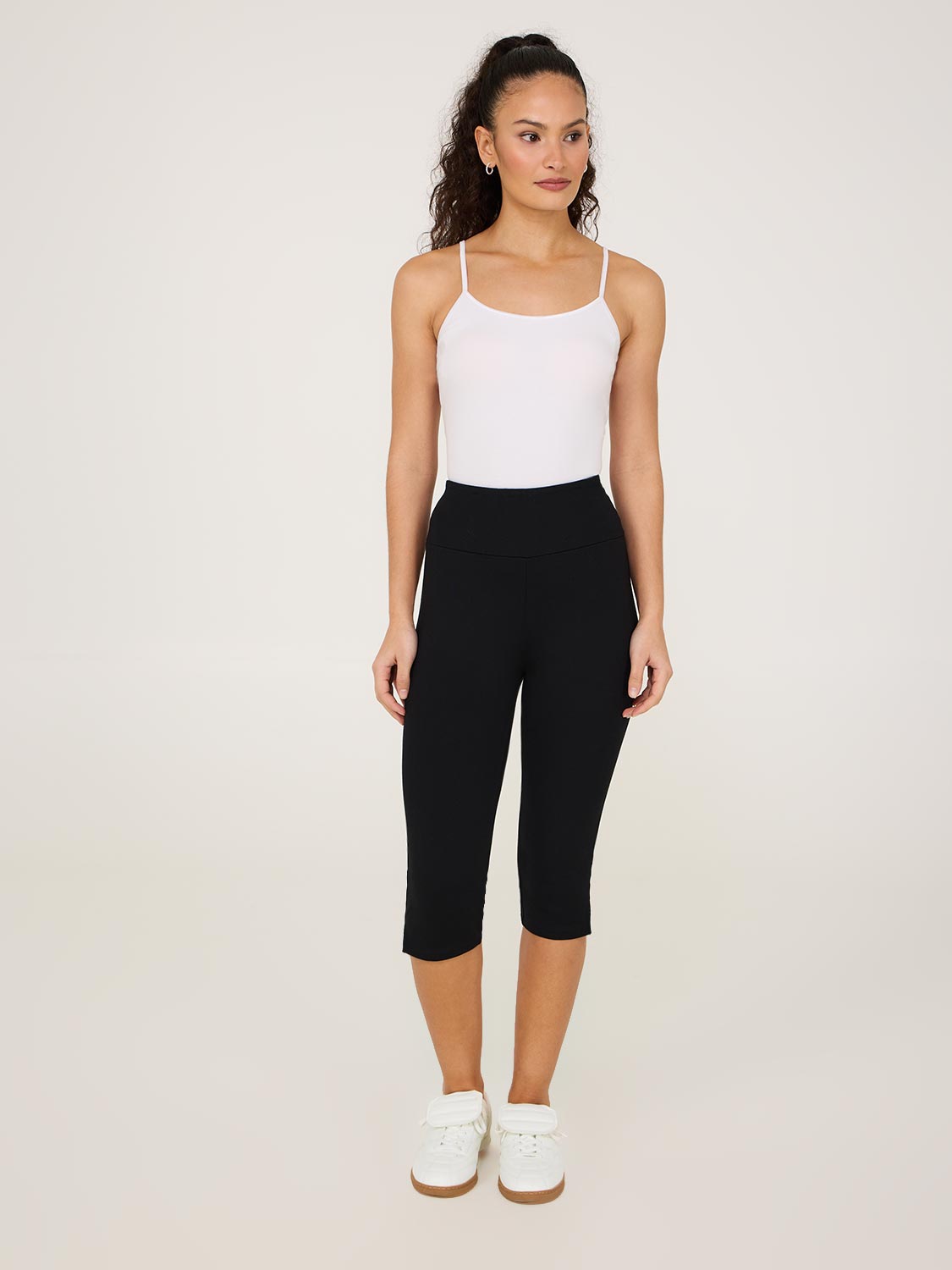 Comfortable Wide Waistband Capri Pants with Slit Hem - Women's Stretchy Casual Lounge Pants for Yoga, Travel & Everyday Wear