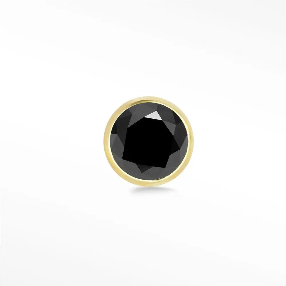 Black Diamond 3mm Flat Back Earrings - 14k Yellow Gold Bezel Setting - Elegant Stud Earrings for Women, Perfect for Everyday Wear, Parties & Special Occasions