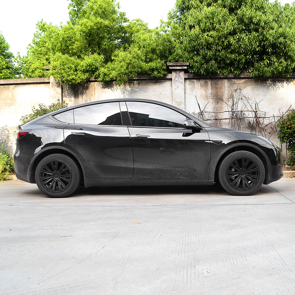 EVBASE 19 Inch Tesla Model Y Turbine Wheel Covers - 4PCS Matte Black Sport Rims for Model X Version | Enhance Style & Protect Alloy Wheels | Perfect for Daily Commuting & Road Trips