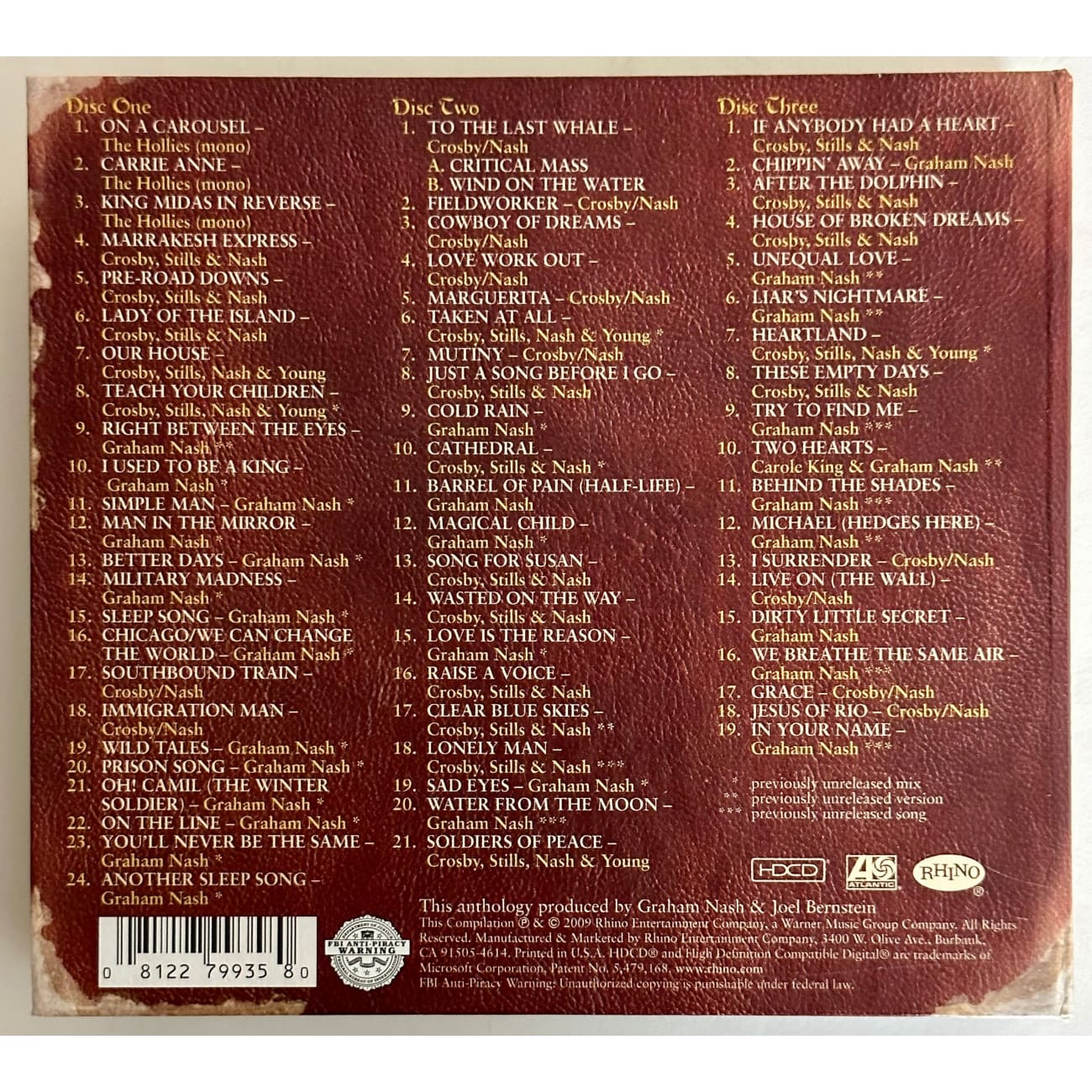 Graham Nash Reflections 3 CD Set with Booklet (2009 R2 446076) - Classic Folk Rock Music Collection for Home Listening & Car Rides