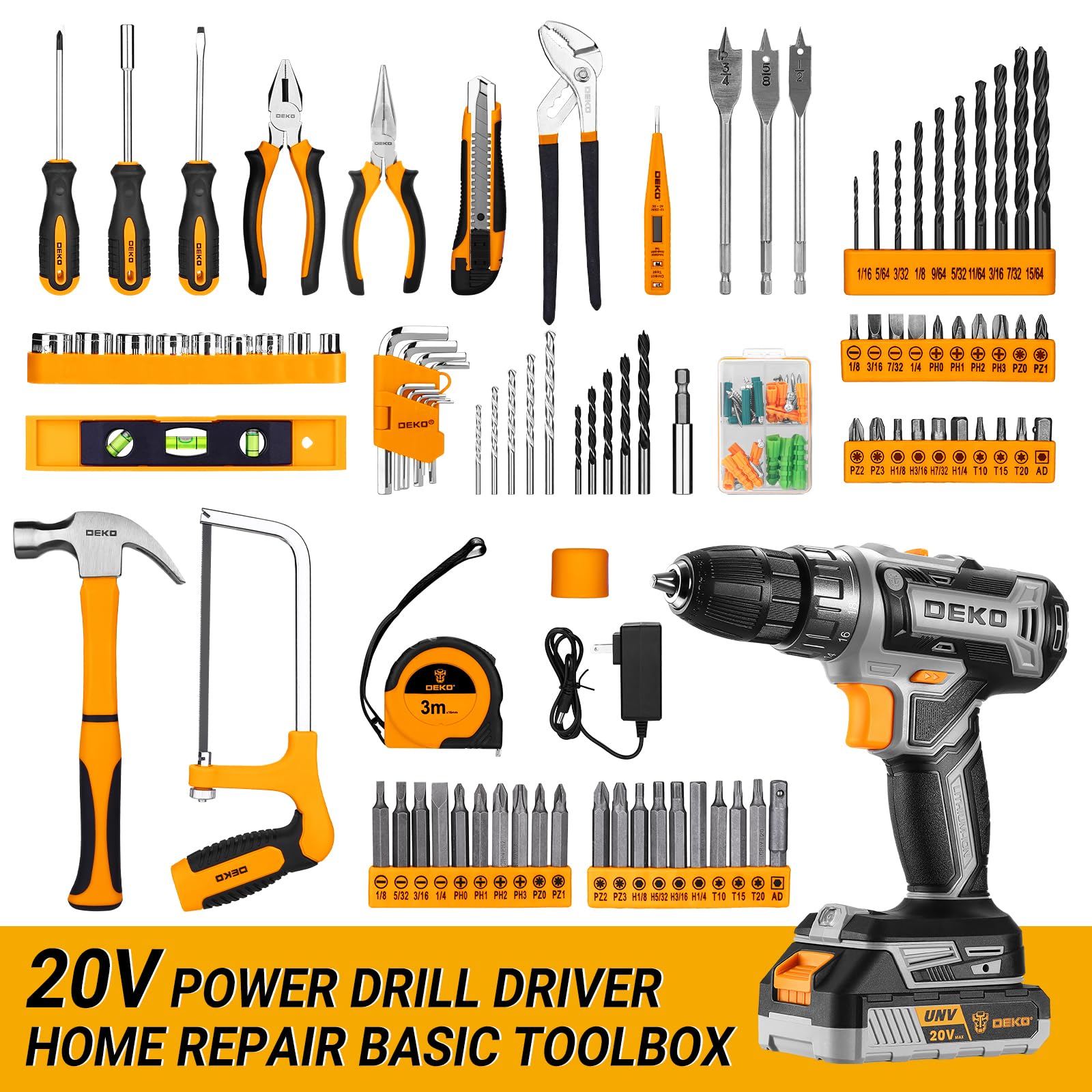 20V Cordless Drill Kit with Battery - Electric Drill Driver Set for Home Repairs, DIY Projects & Handyman Tools - Perfect for Woodworking, Furniture Assembly & Household Fixes