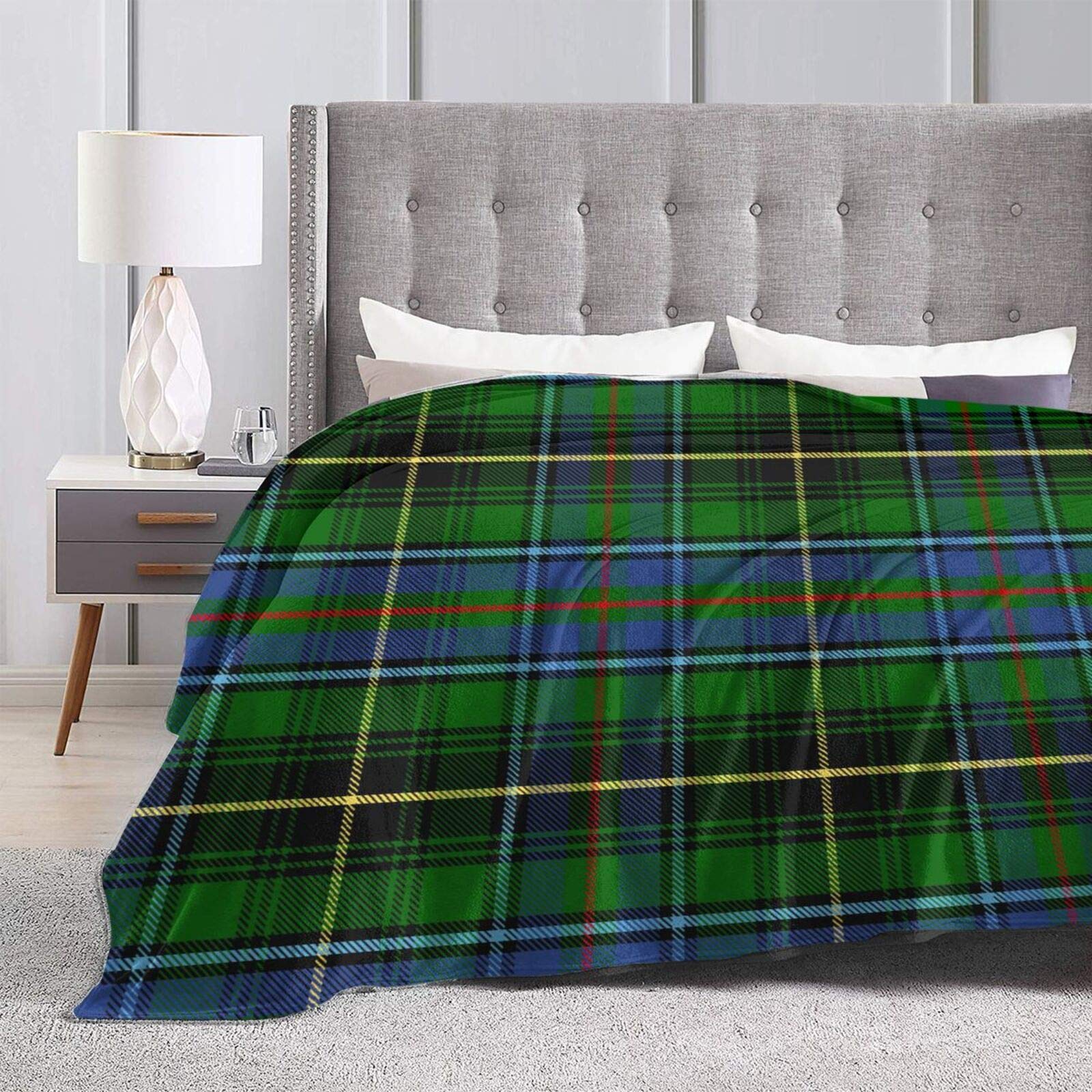 Clan Macinnes Tartan Throw Blanket - Ultra Soft Flannel Blanket for Bed, Sofa & Couch - Warm Plaid Blanket Perfect for Home, Office & Travel Use