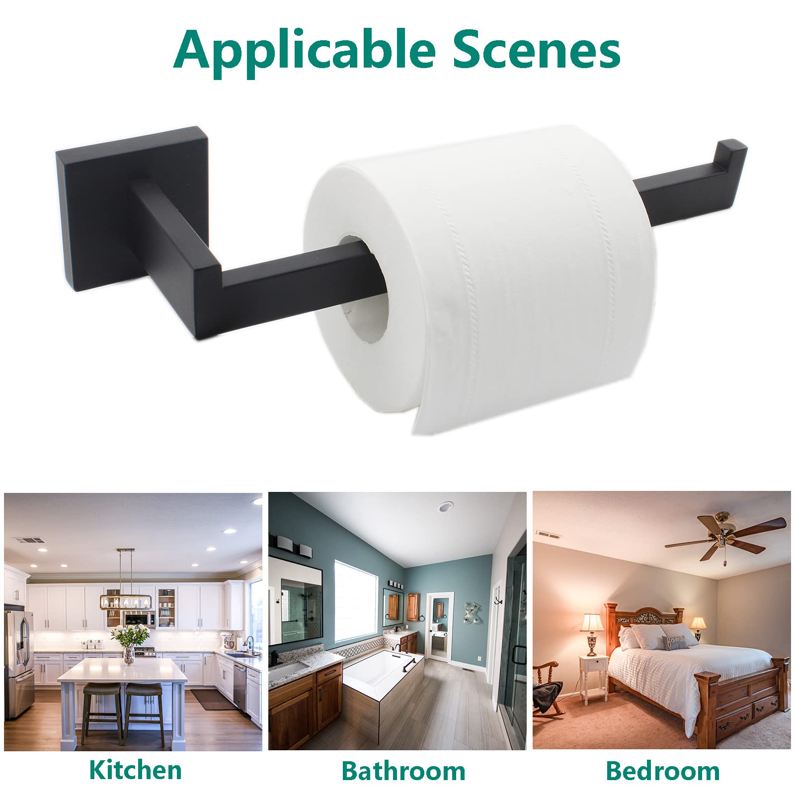 ULIFESTAR Heavy Duty Stainless Steel Towel Rack Set - Black Wall Mounted Hand Towel Ring & Toilet Paper Holder for Bathroom, Kitchen, Hotel or Home - Durable Hardware for Daily Use and Space Saving Organization