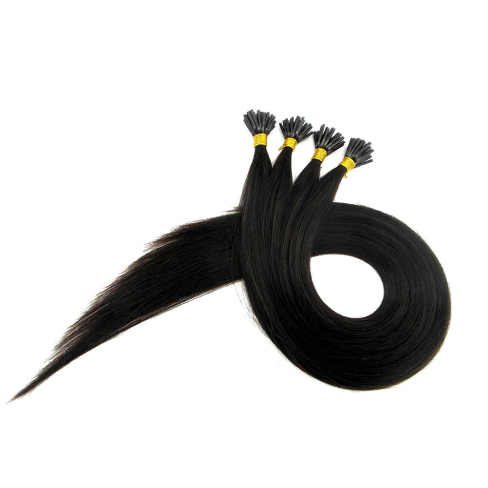 Remeehi 100 Strands Straight Micro Ring Links Locks Beads Keratin Stick I-Tip Human Hair Extensions - 15