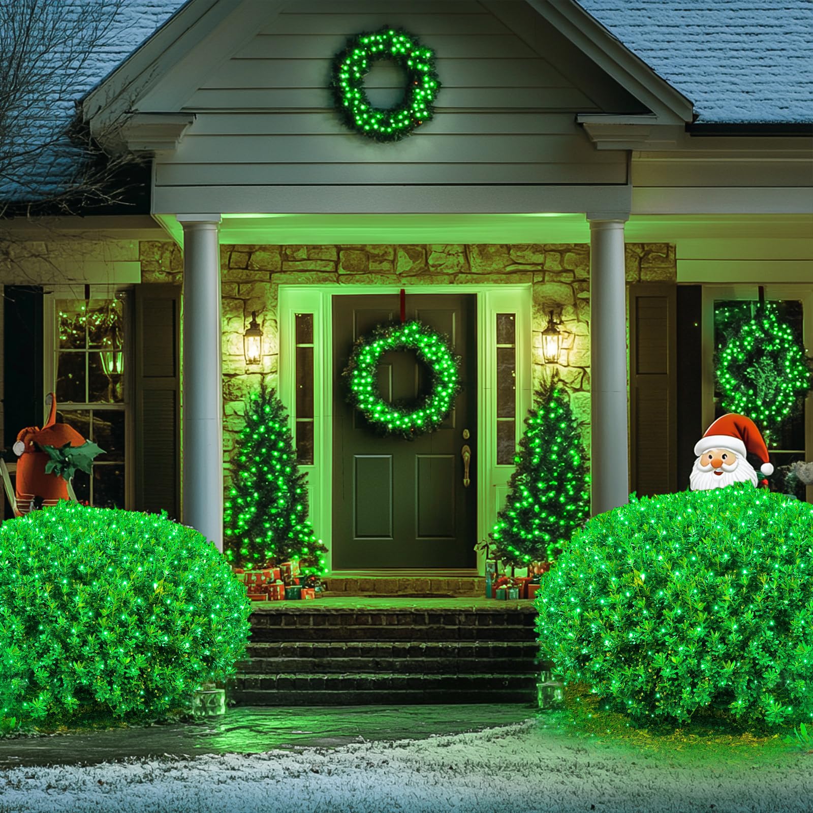 JMEXSUSS 360 LED Christmas Net Lights - 12ft x 5ft Outdoor Plug-in Bush Lights with Remote (8 Modes, Connectable Mesh) for Holiday Decor - Perfect for Christmas Trees, Patio, Garden & Patrick Day Celebrations (Transparent Wire)