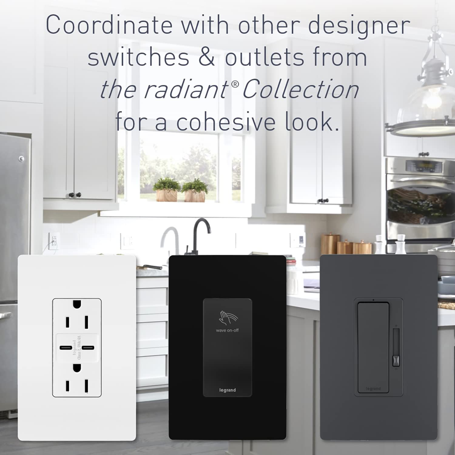 Legrand RHDH163PTCCCV6 1.6A 3-Speed Decorator Rocker Fan Control Switch with Locator Light - Single Pole/3-Way, White/Light Almond/Ivory (1 Pack) - Perfect for Bedroom, Living Room & Office Ceiling Fan Control
