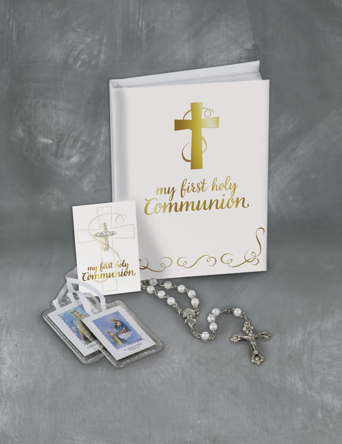 Creative Brands Faithworks Abundant Grace First Communion Gift Set for Girls - 5-Piece Religious Keepsake in White & Gold | Perfect for Baptism, Christening & Special Religious Ceremonies
