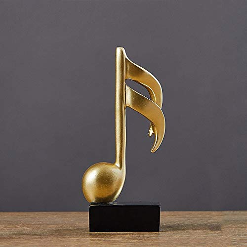 Golden Musical Note Figurine - Handcrafted Home Decor Statuette for Living Room, Wine Cabinet & Desk - Elegant Decorative Art Accessory | Perfect for Gifts, Parties & Interior Design