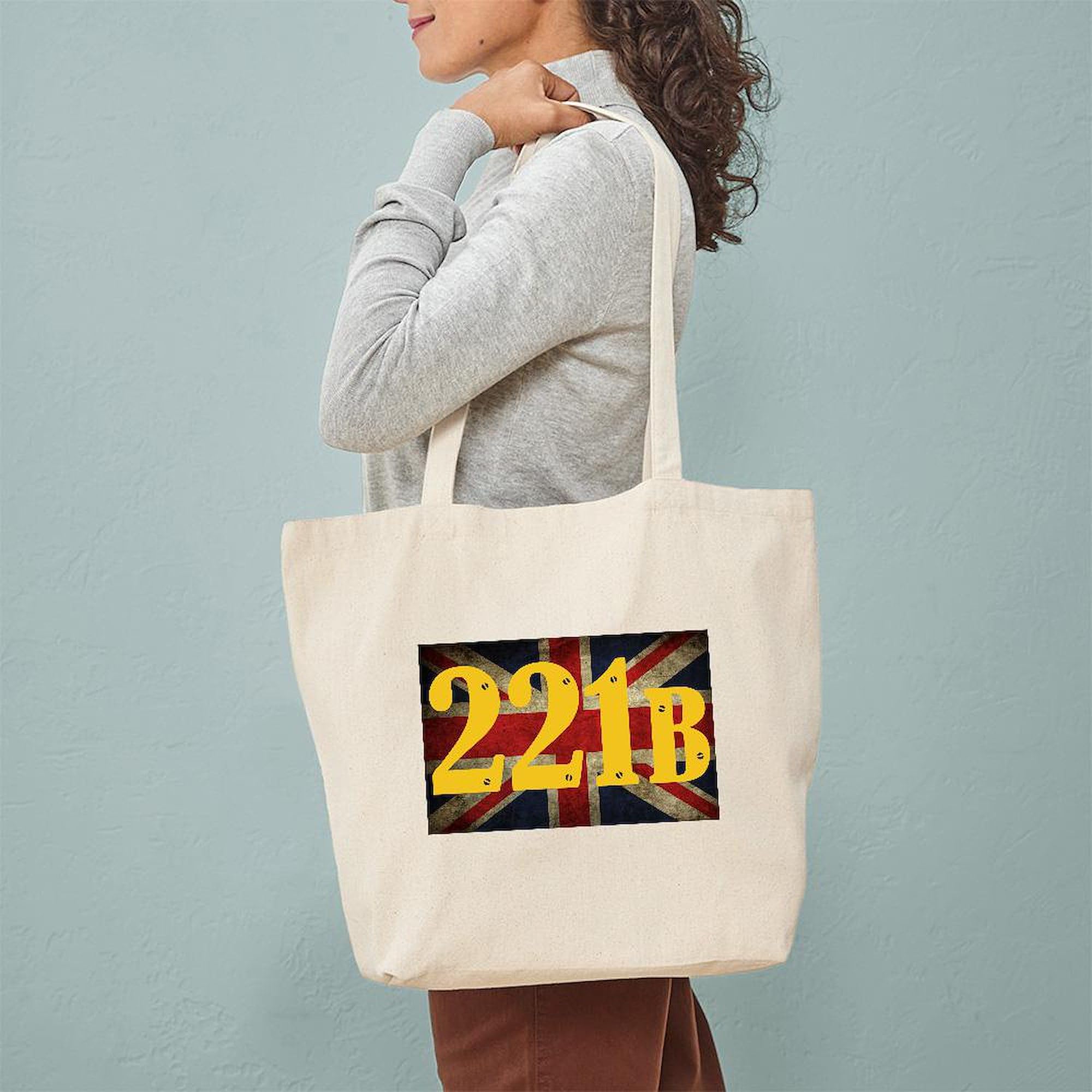 221B Baker Street Sherlock Holmes Tote Bag - Natural Canvas Reusable Shopping Bag for Groceries, Books & Travel | Eco-Friendly & Durable