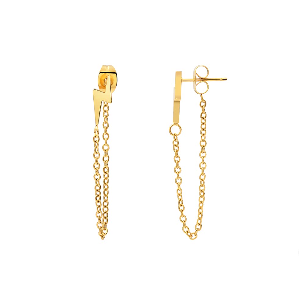Edforce Stainless Steel Women's Lightning Bolt Dangle Earrings - 60mm/2.4in Hypoallergenic Fashion Jewelry for Casual Wear, Parties & Gifts