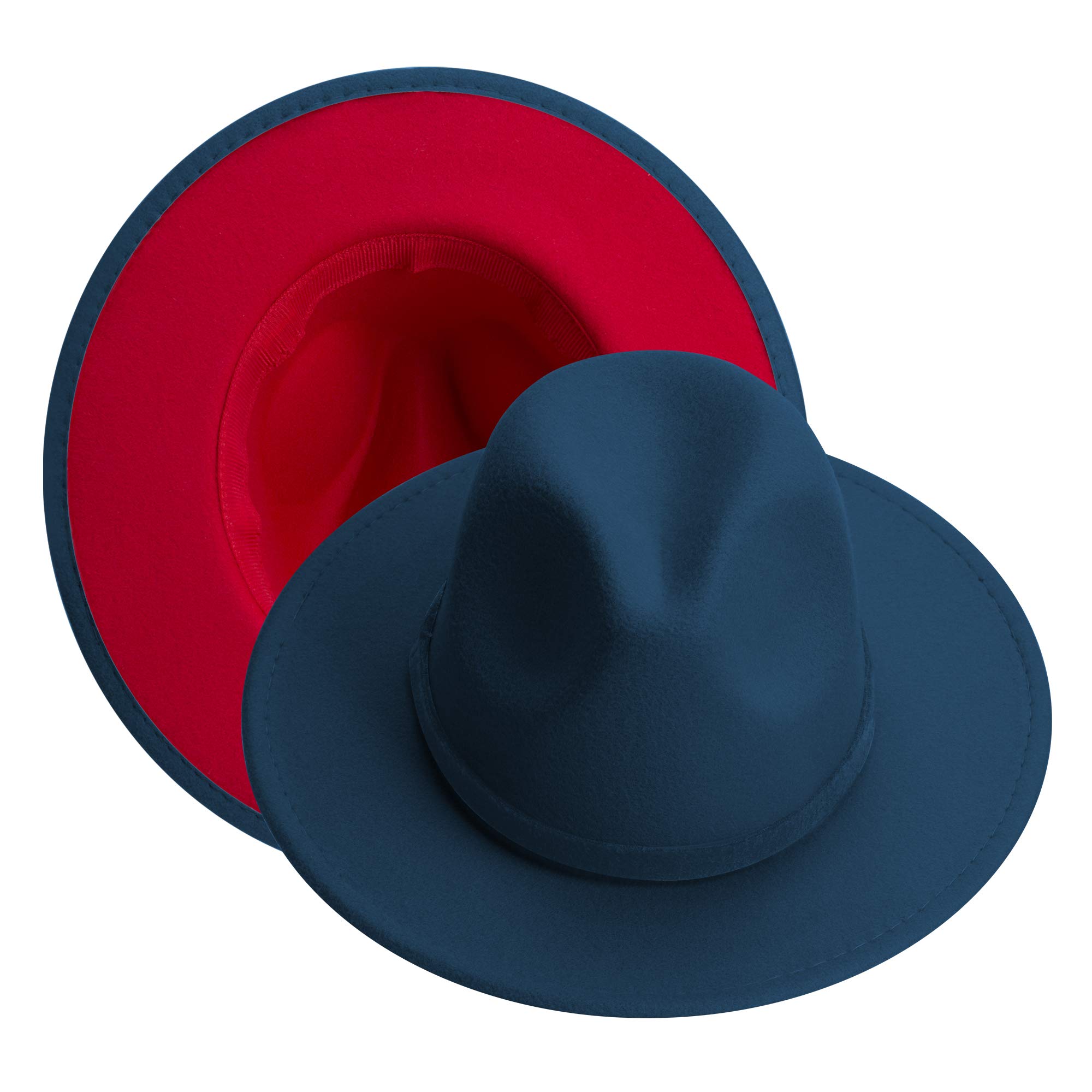 Phadora Wide Brim Fedora Hat for Women & Men - Vintage Rancher Hat with Felt Band & Red Bottom - Perfect for Outdoor Activities, Country Music Festivals and Western Style Fashion