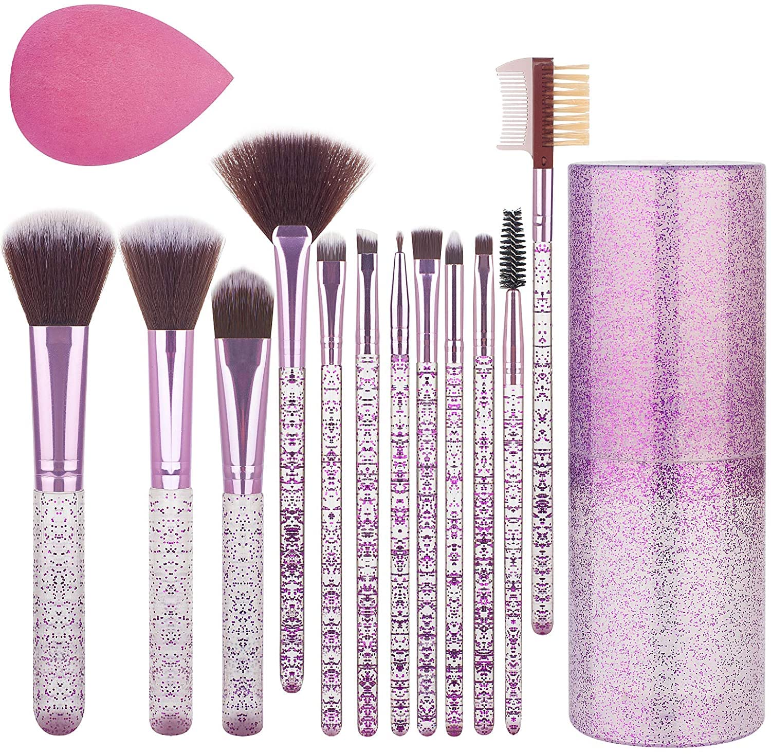 AVTY 12-Piece Professional Makeup Brush Set - Foundation, Eyeshadow, Blush, Contour & Concealer Brushes with Travel Case - Perfect for Makeup Artists & Beauty Enthusiasts