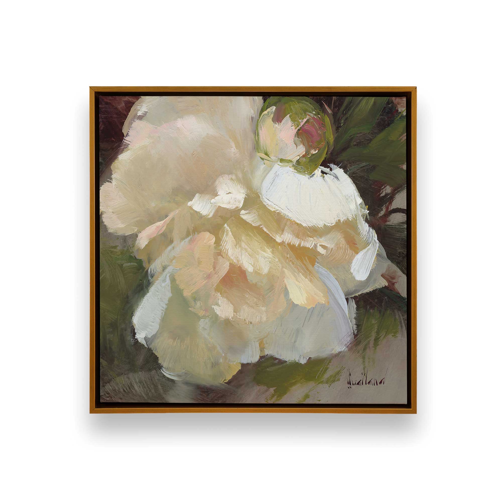 Graceful White Peony Bloom II Canvas Wall Art Print - Elegant Floral Painting for Living Room, Bedroom & Office Decor