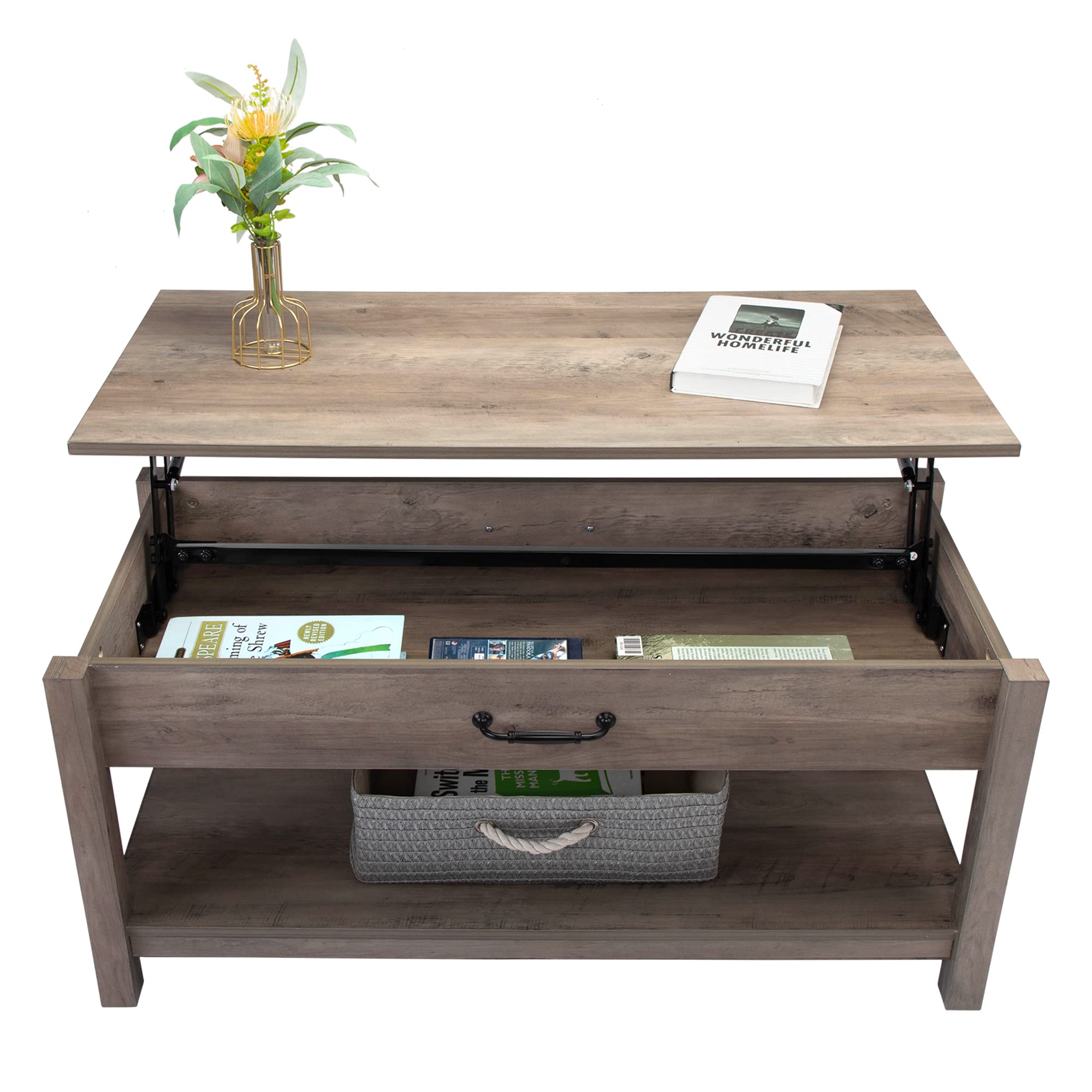 Modern Lift-Top Coffee Table in Water Mine Gray – Perfect for Living Room, Office & Small Spaces – Stylish Storage & Multi-Functional Design