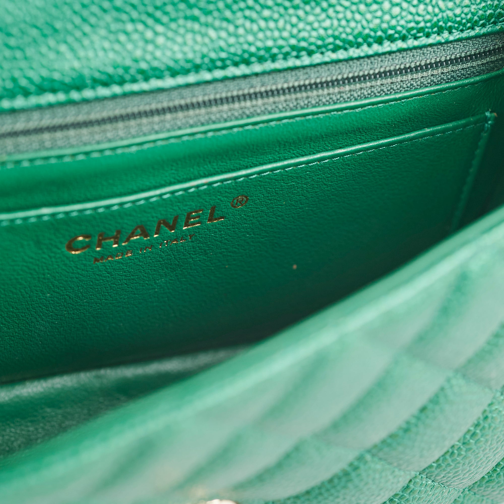 Chanel Caviar Leather Mini Rectangular Flap Bag in Emerald Green - 18S Collection | Luxury Crossbody Purse for Women, Perfect for Parties & Evening Events
