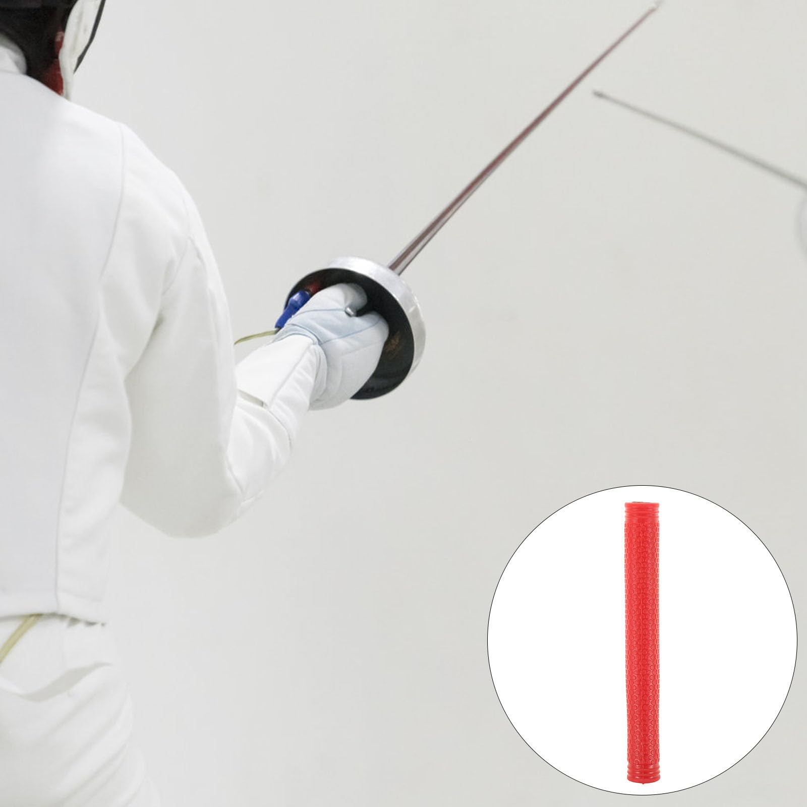 BESPORTBLE Fencing Training Sword Handle - Electric Epee Replacement Grip with Rubber Red Handle for Enhanced Grip and Comfort - Perfect for Fencing Practice and Competitive Matches