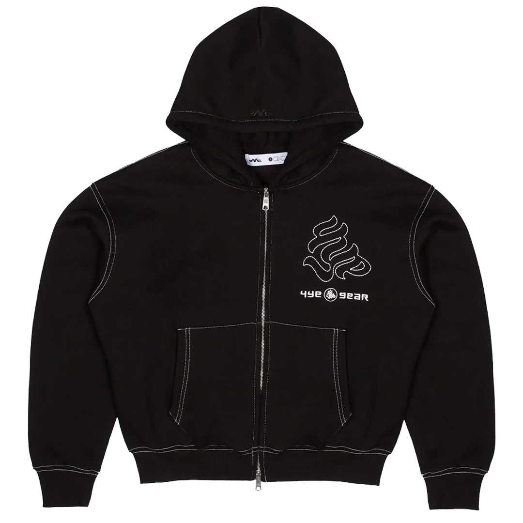 GEAR HOODIE Black/Silver - Premium Zip-Up Hooded Sweatshirt for Men & Women | Comfortable Streetwear for Outdoor Activities, Gym & Casual Wear