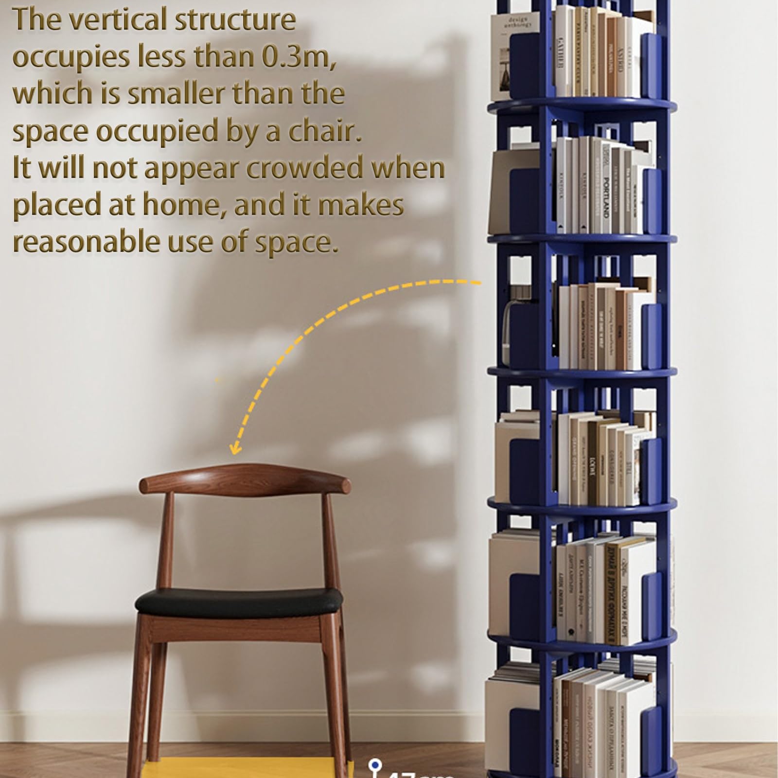 Rotating Bookshelf with Storage - Wooden Corner Bookcase for Living Room, Bedroom & Study | Space-Saving Spinning Book Organizer for Book Collection & Home Decor (Assembly Required) - Perfect for Small Spaces & Reading Nooks