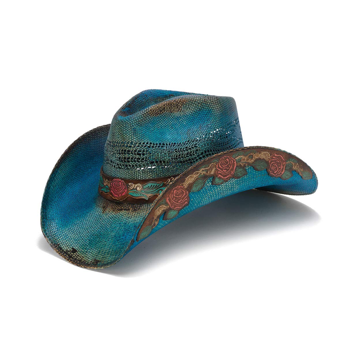 Women's Love Story Rose Straw Western Hat - Stylish Bohemian Cowgirl Hat for Summer, Beach, and Outdoor Adventures