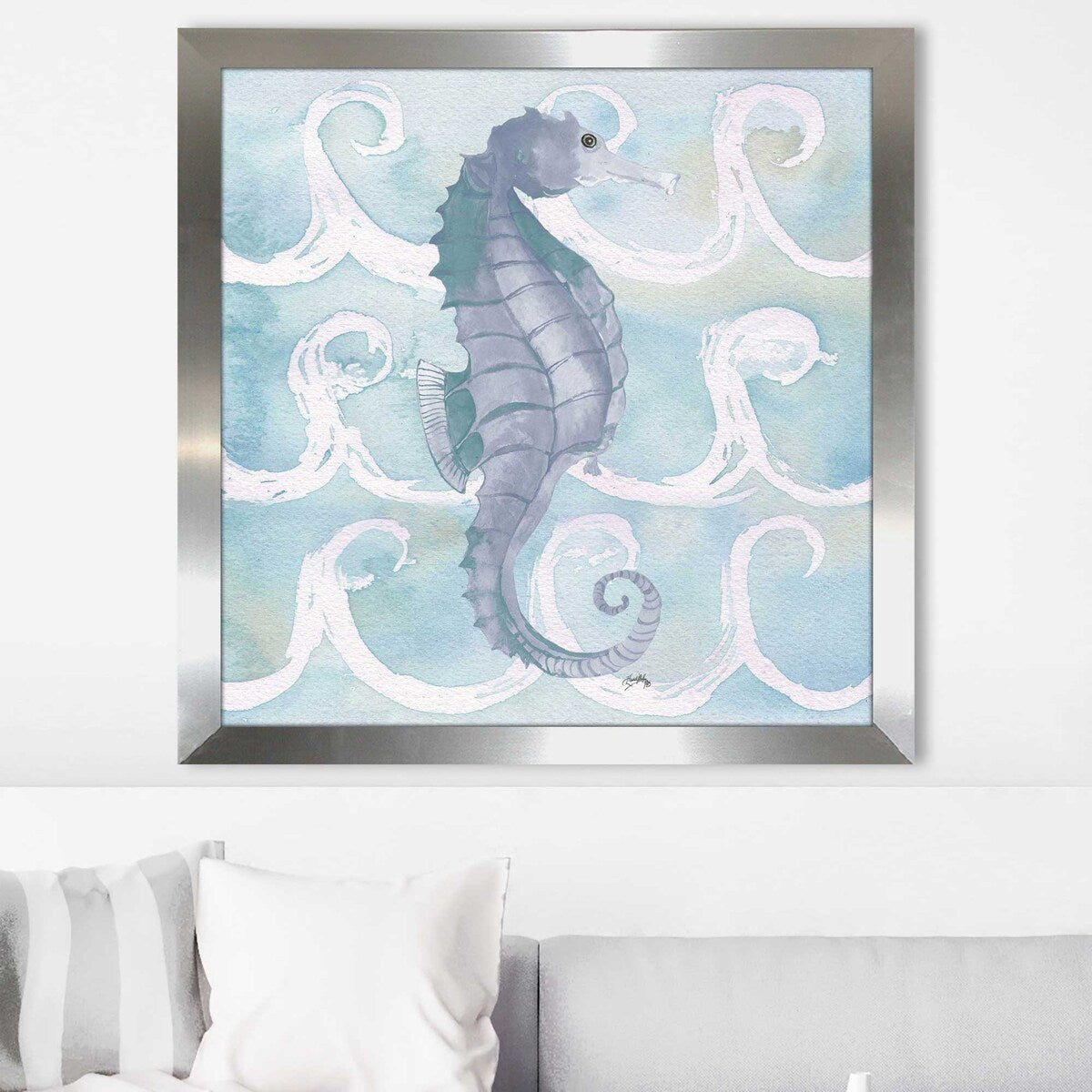 Azure Sea Creatures III Square Acrylic Wall Art Print - Perfect for Beach House Decor, Ocean Theme Bedroom & Coastal Living Room Wall Decor