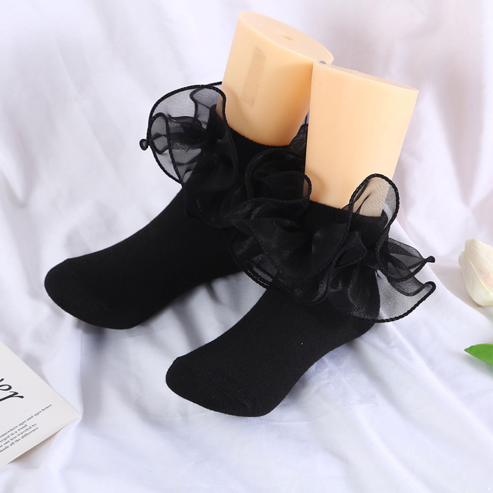 YONGHS Toddler Girls Ruffle Socks - Princess Tutu Frilly Cotton Dress Socks for Baby Girls (Calf Length) - Perfect for Birthday Parties, Photo Shoots & Special Occasions