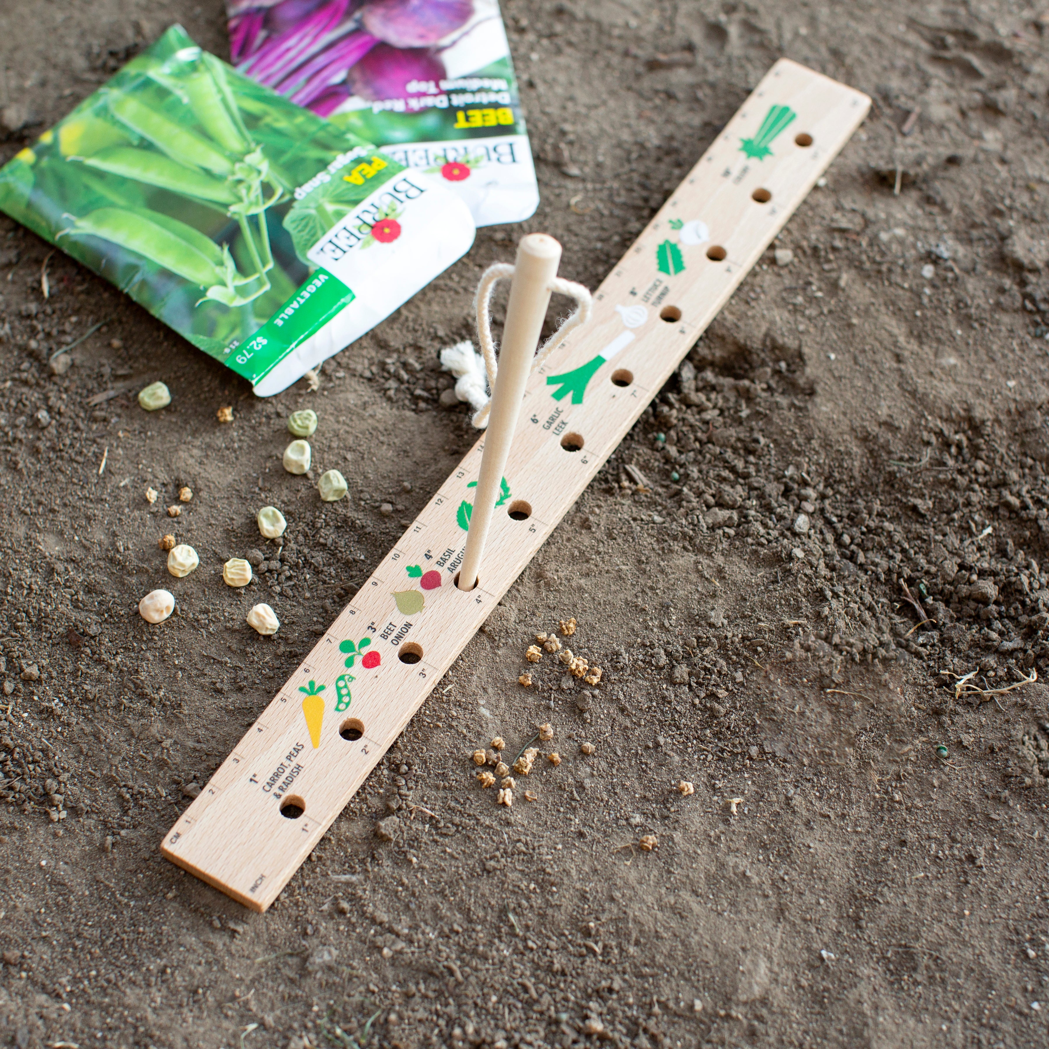 Premium Seeding Ruler & Dibber Tool - 3-in-1 Garden Planting Guide with Depth Measurements - Perfect for Vegetable Gardens, Flower Beds & Indoor Herb Planting