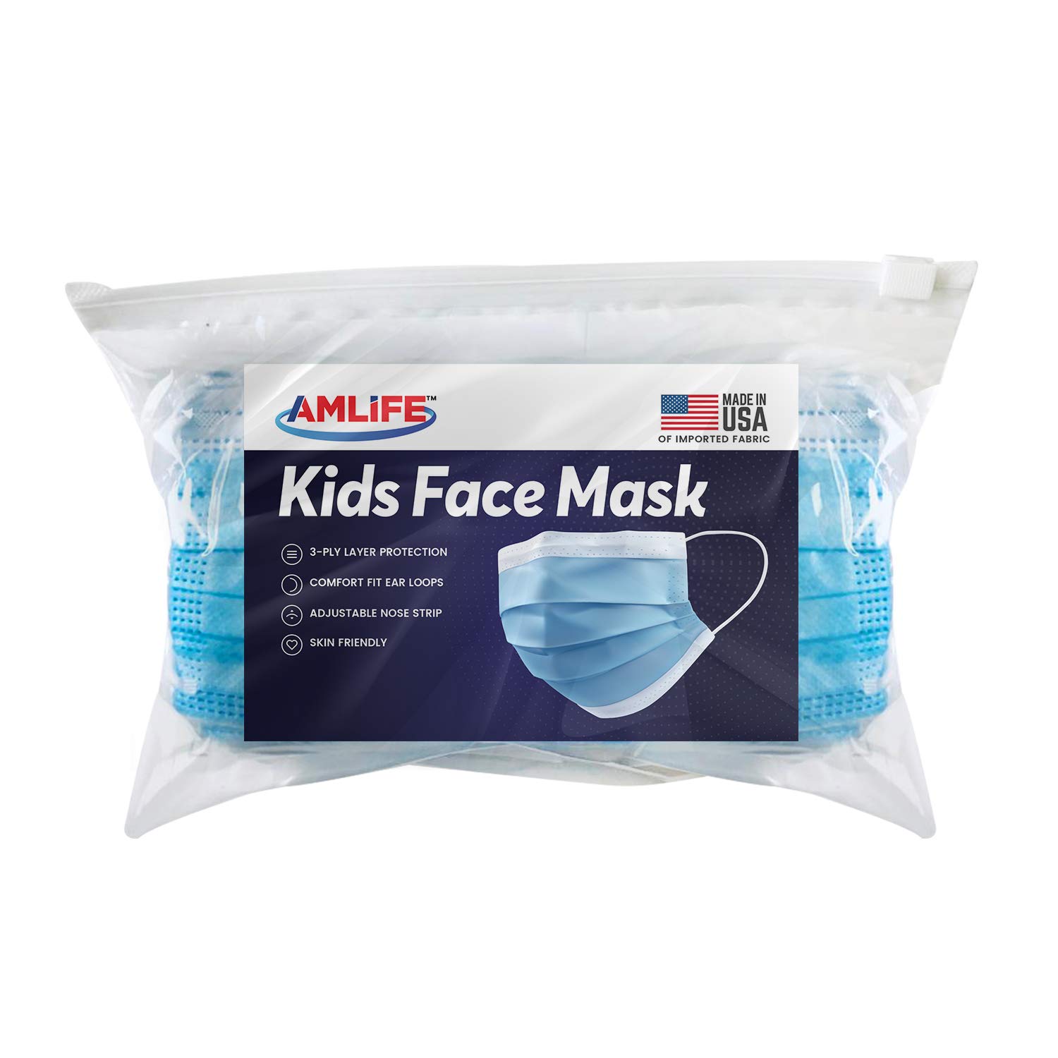 AMLIFE Kids Disposable Face Masks 3-Ply Protective Filter - 10 Pack | Soft & Breathable for School, Travel & Daily Protection