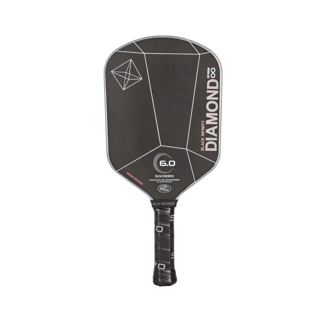 Six Zero Infinity Edgeless Black Diamond Power Pickleball Paddle - Premium Carbon Fiber Paddle for Competitive Play & Recreational Games - Perfect for Tournaments, Backyard Play & Gifting