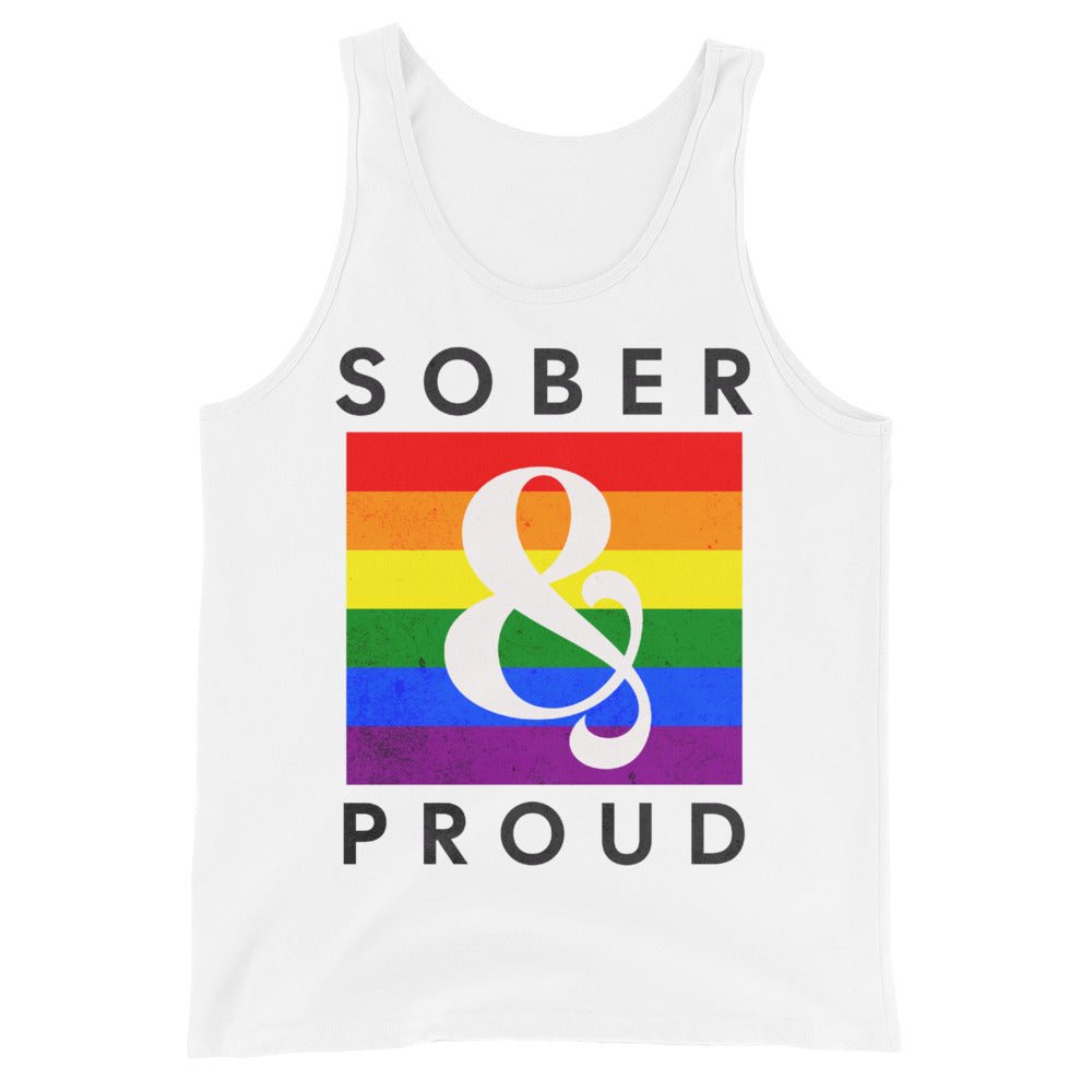 Sober & Proud Rainbow Men's Tank Top - Comfortable Breathable Workout Shirt for Gym, Running & Pride Events