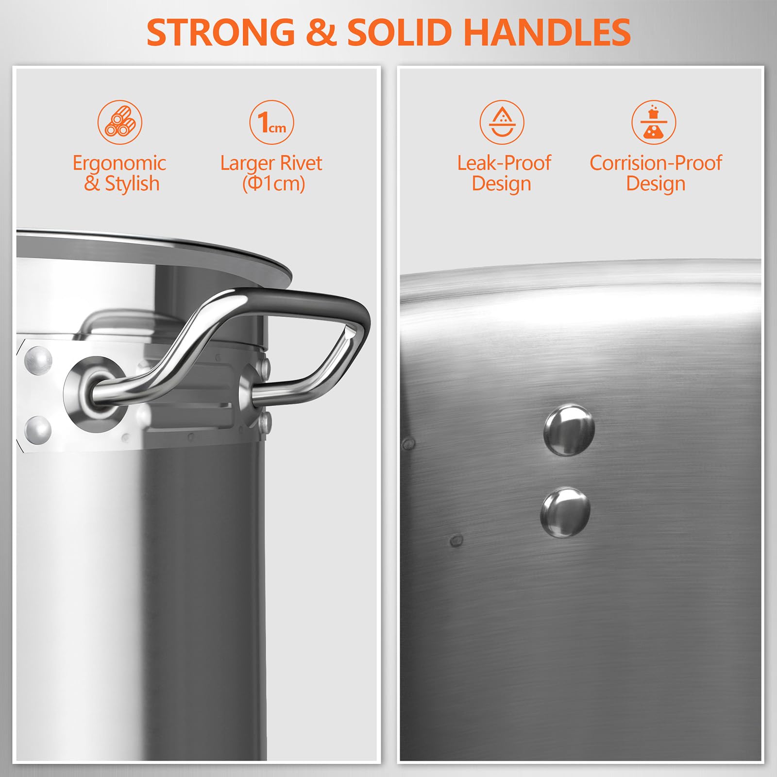 40 Quart Stainless Steel Stock Pot with Lid - Heavy Duty Large Cooking Pot for Soup, Stew, Pozole & More - Induction Compatible Big Pot for Home & Commercial Kitchens - Perfect for Family Meals, Meal Prep & Catering