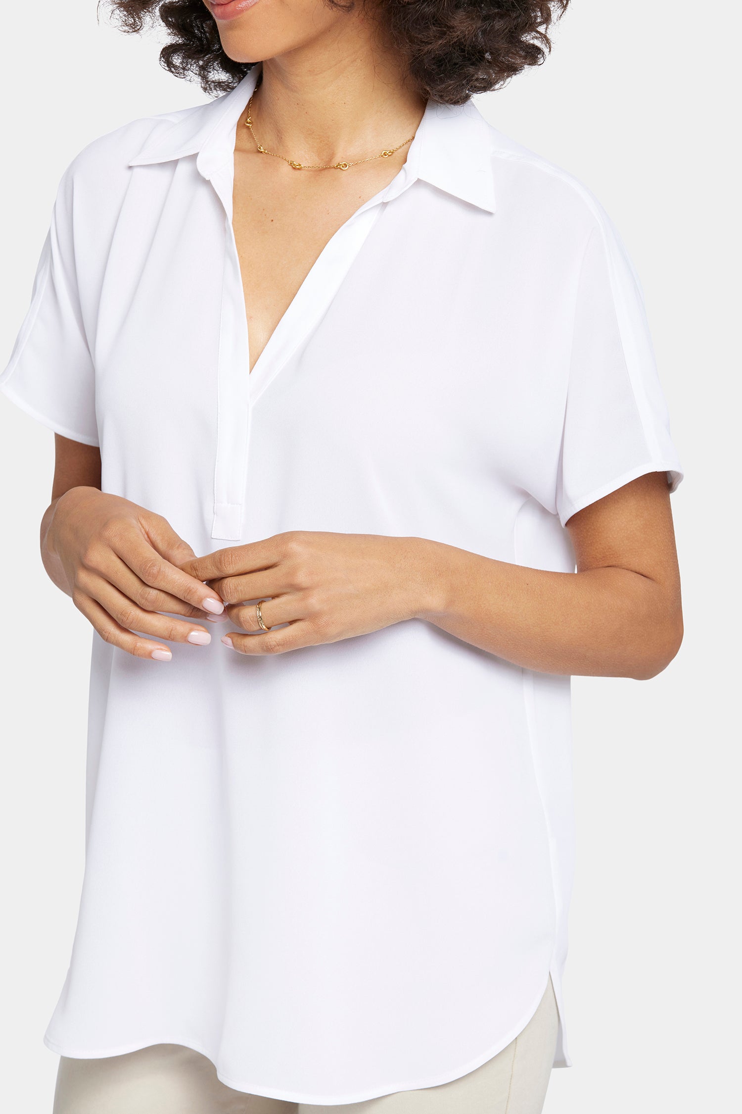 Becky Petite Short Sleeve Blouse in Optic White - Perfect for Office Wear & Casual Outfits