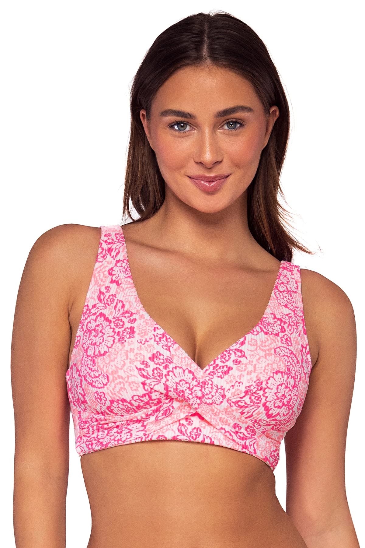 Sunsets Elsie Swim Top with Removable Cups - Coral Cove - Sizes 36E, 34F, 32G - Supportive Swimwear for Women - Perfect for Beach Vacations, Pool Parties & Summer Getaways