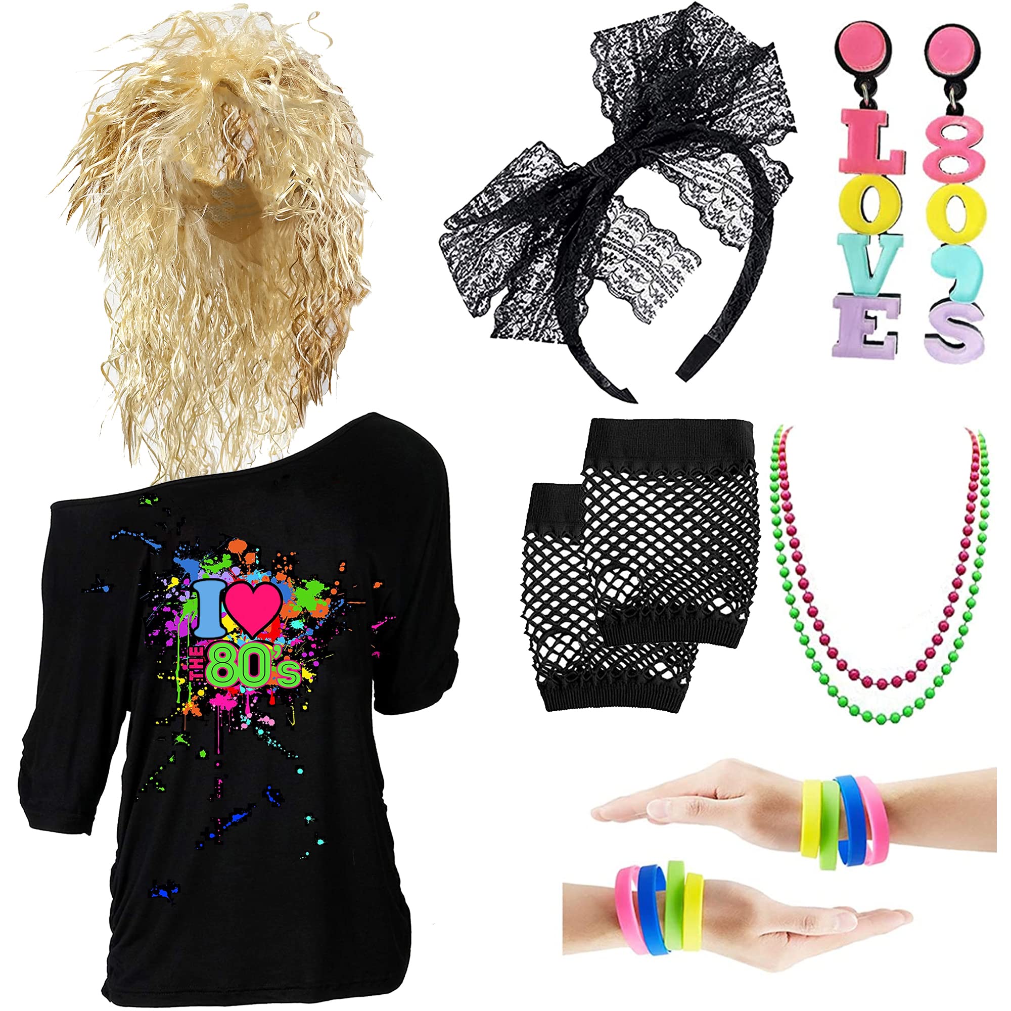 80s Halloween Costume for Women - Retro 1980s Fashion Outfit with Accessories Set | Perfect for Halloween Parties, Cosplay & 80s Theme Events