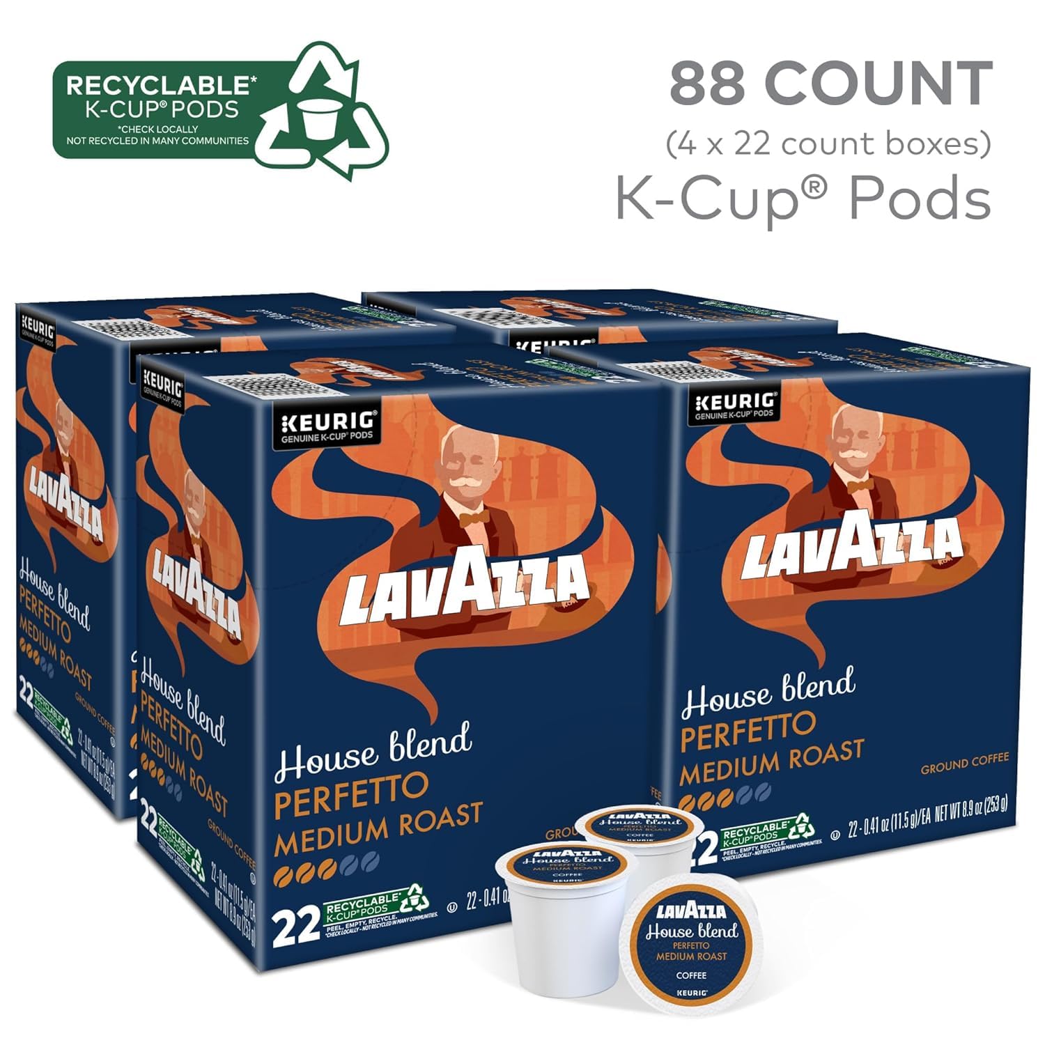 Lavazza Dark Roast Perfetto Coffee K-Cups Pods - 100% Arabica Espresso for Keurig Brewers - Perfect for Office, Home & Morning Coffee Routine